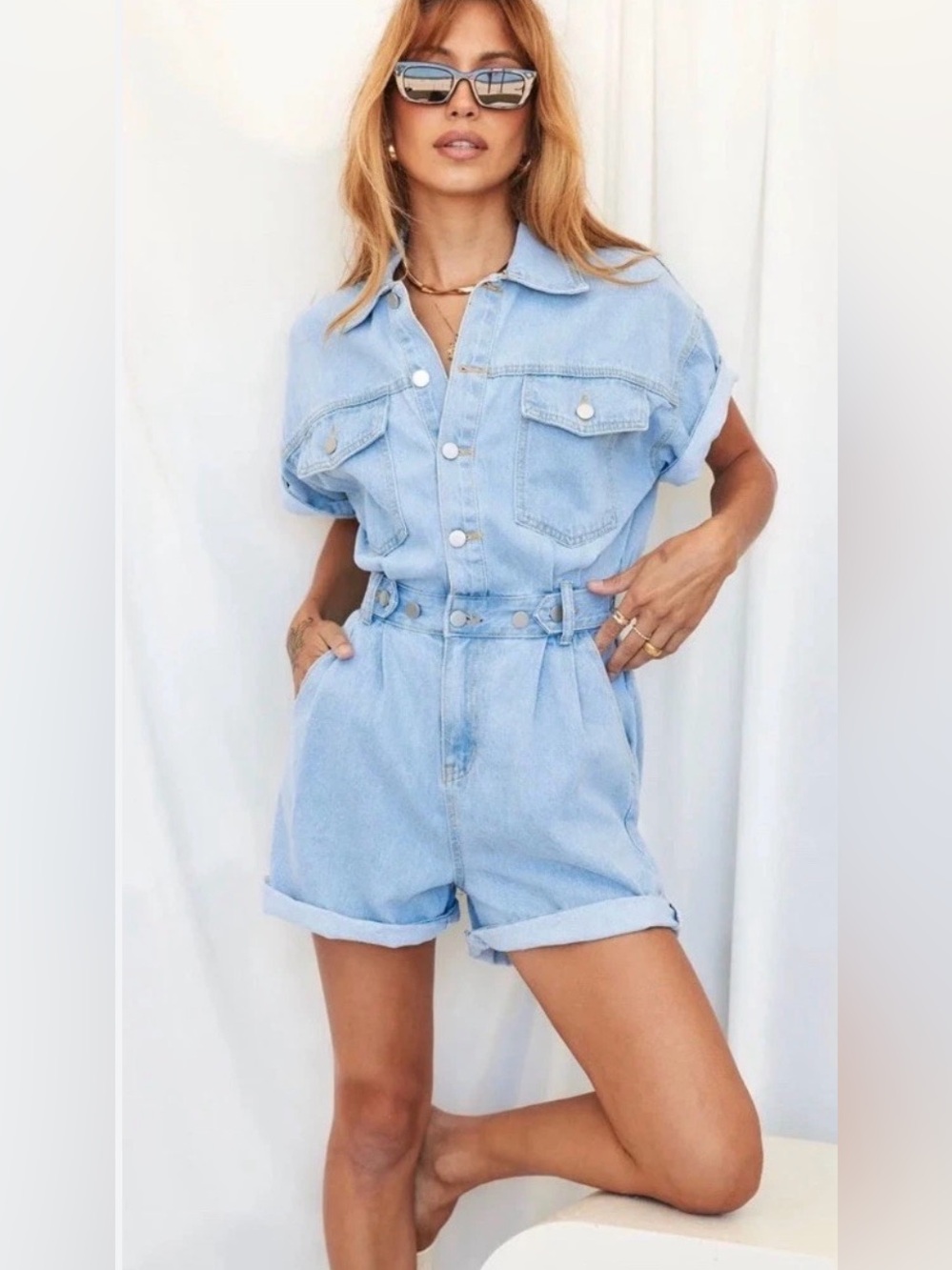 12th tribe light denim jumpsuit romper